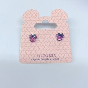 Disney Parks Swarovski Crystal Minnie Stud Earrings for October Birthday NWT